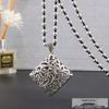 Ethnic Style Good Luck Flower Necklace with Tibetan Silver Longevity Lock Pendant