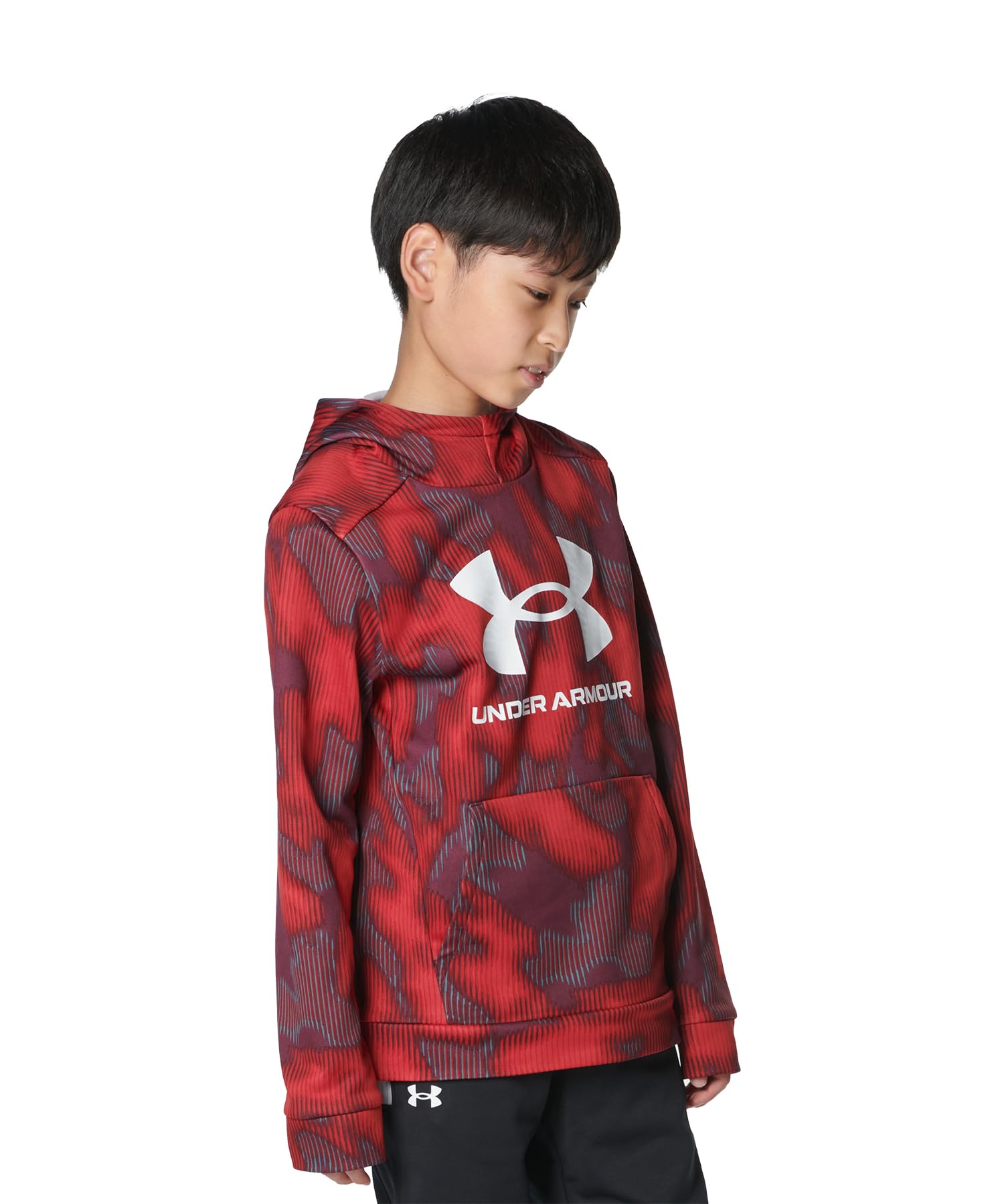 

UA ARMOUR FLEECE PRINTED BIG LOGO HOODIE Dark Maroon White YLG [Under Armour]