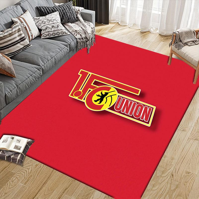 1. FC Union Berlin Flannel Printed Carpet, Home Sofa Decoration for Living Room & Bedroom, Non‑Slip Play Flannel Floor Mat for Game Room