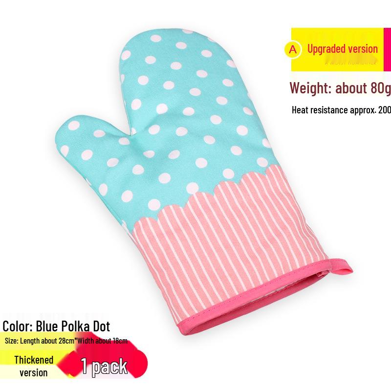 Thick Cotton Insulated Oven Gloves - High Temp Resistant & Anti-Scald for Baking & Kitchen Use