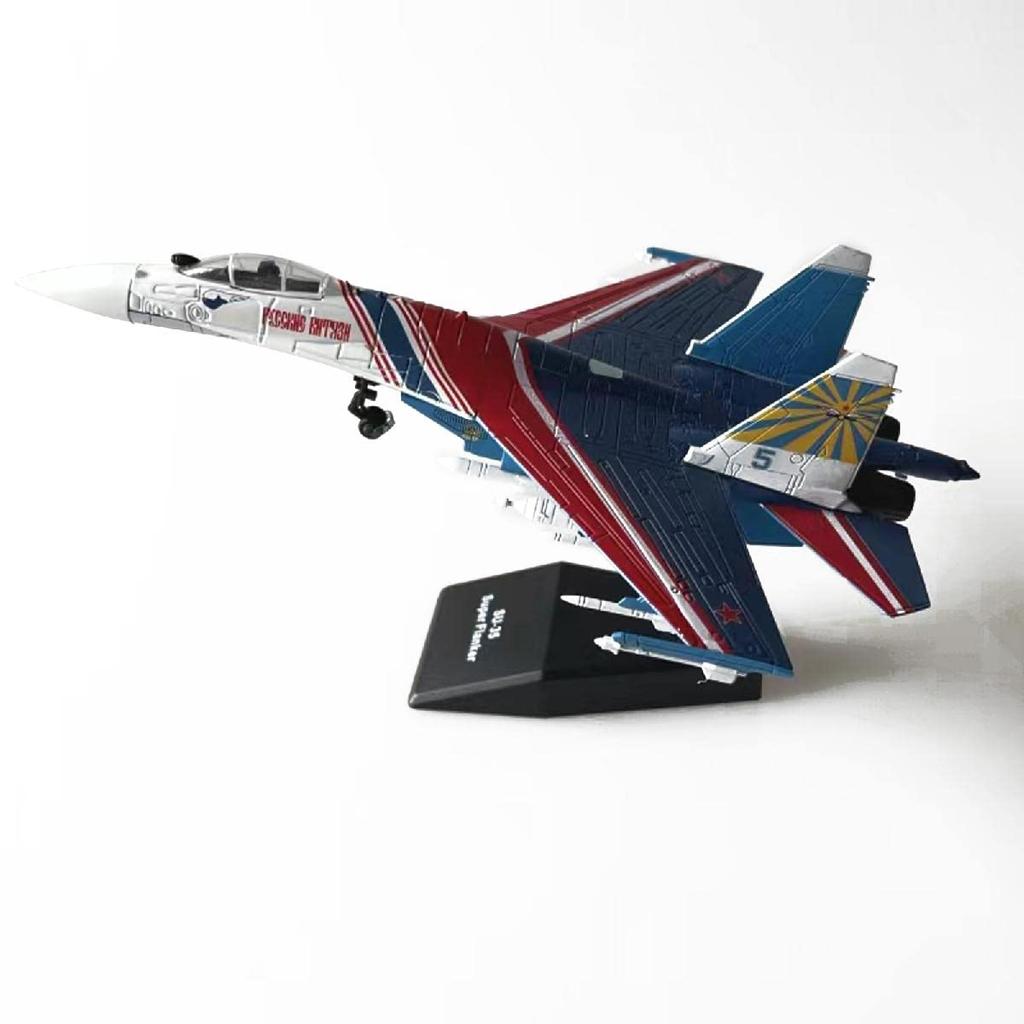 1100 Red & Blue Russian SU-35 Flanker Fighter Attack Aircraft Metal Fighter Military Model Fairchild Republic Diecast Plane Model