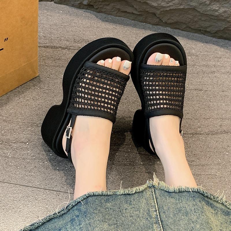 Women's Sandals 2026 New Summer Platform Breathable Non-slip Beach Shoes Round Toe Open Toe Hollow Out Wedge Sandalias De Mujer