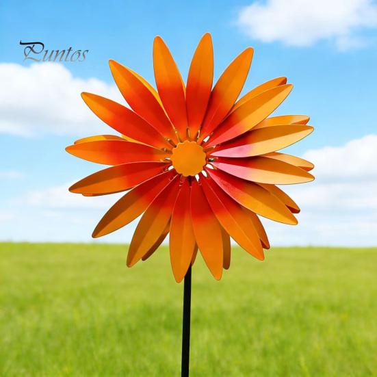 Garden Spinner for Windowsill Sunflower Metal Stake, Spinning Flower Yard Ornament, Rustproof Creative Lawn Ornament Gifts Art Outdoor Patio