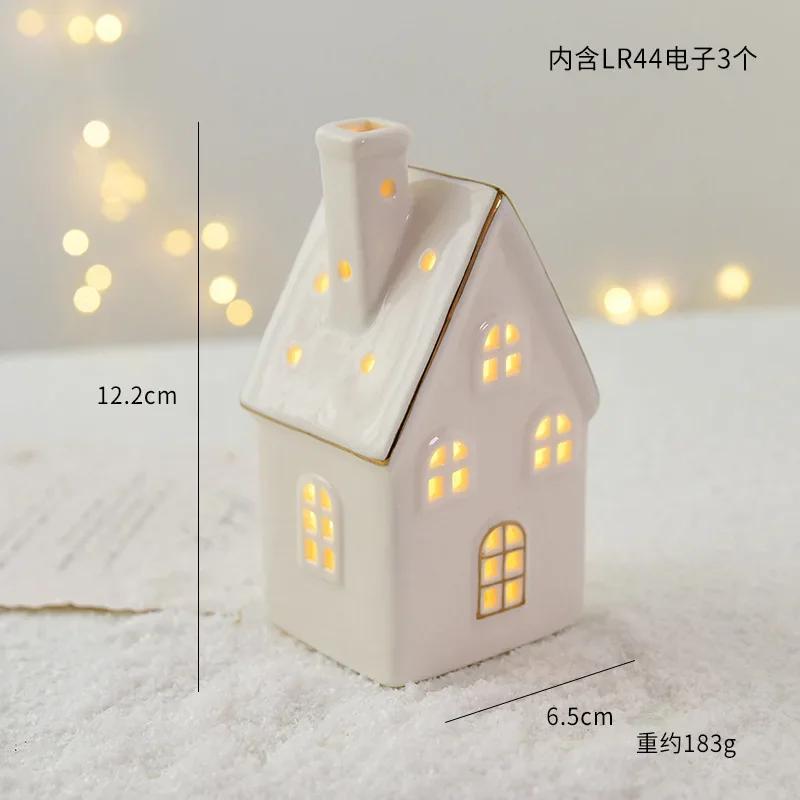 Nordic Ceramic Luminous Train Mini Igloo Luminous Small Ornaments Home Christmas Ornaments New Year Gifts