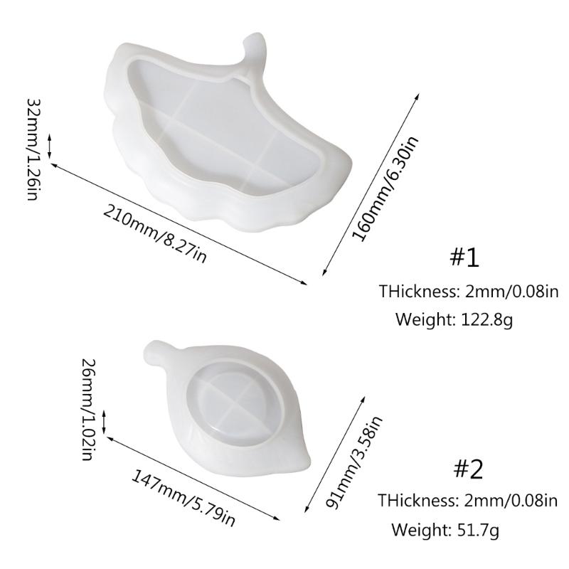 Leaf Resin Mould Ginkgo Jewelry Storage Box Silicone Mold Flower Pot Resin Mold for DIY Crafts Casting Home Decors