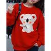 Girls' Crewneck Sweatshirt - Cute Koala Holding Eucalyptus Leaf Machine Washable,