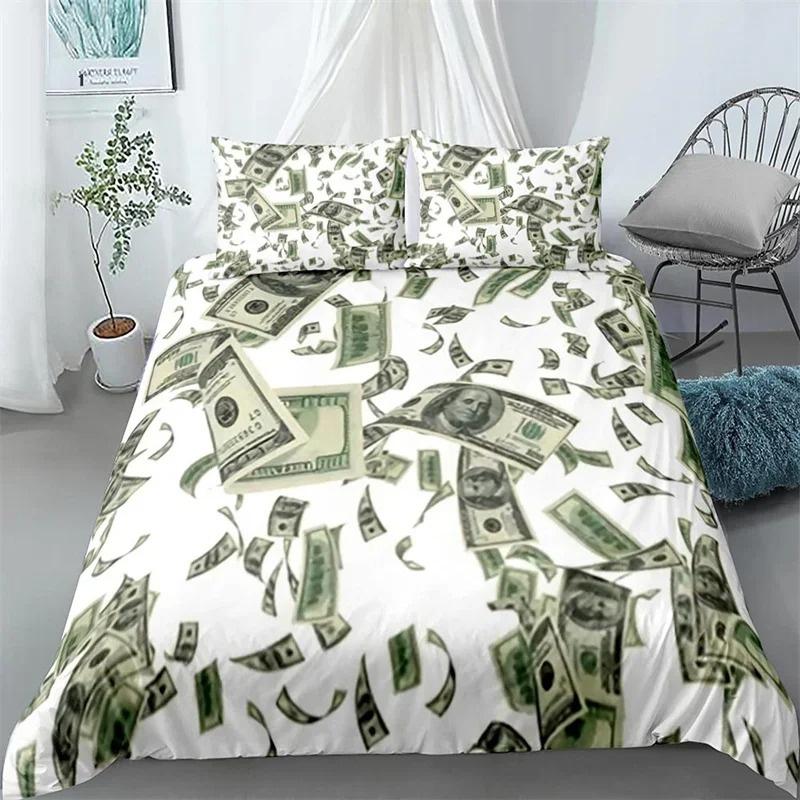 3D Printed Dollar Bills  Bedding Set,Duvet Cover Comforter Bed Set Quilt Cover Pillowcase,King Queen Twin Size Boys Girls Adults