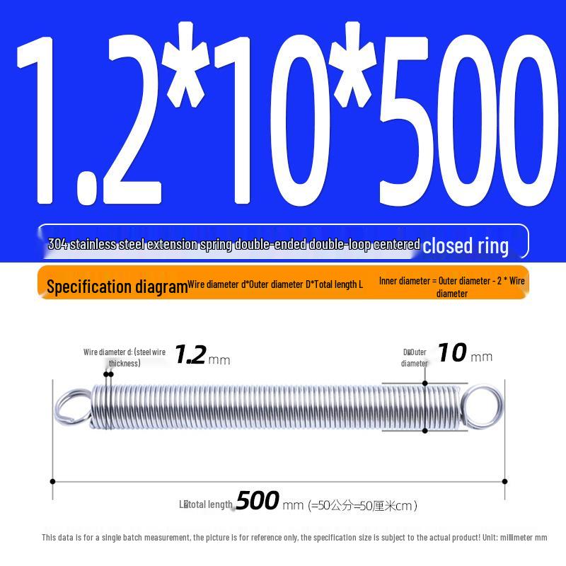 Arc de extensie din oțel inoxidabil 304 de 500 mm cu cârlige deschise și inel cu buclă dublă, personalizabil.