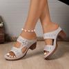 Spring and Summer New Breathable and Lightweight One-piece Buckle Strap Fashionable Thick Heel Slippers
