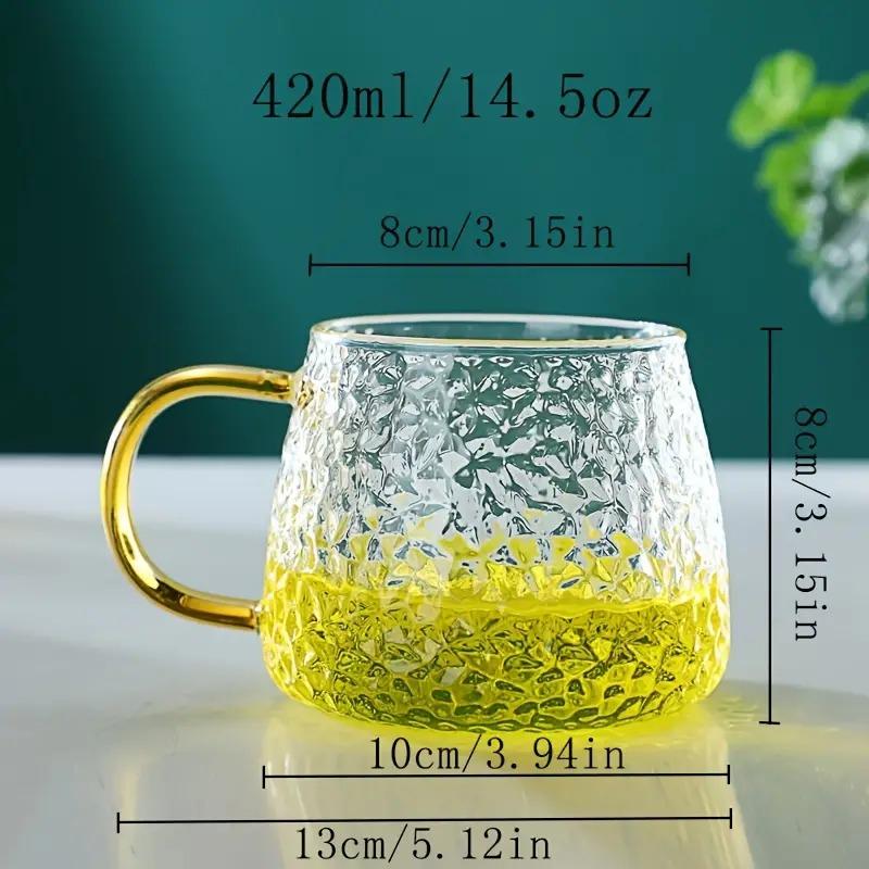 1pc 400ml Hammer Grain Coffee Tumbler Heat Resistant Glass Cup Teacup with Handle Home Office Breakfast Juice Milk Mug Drinkware