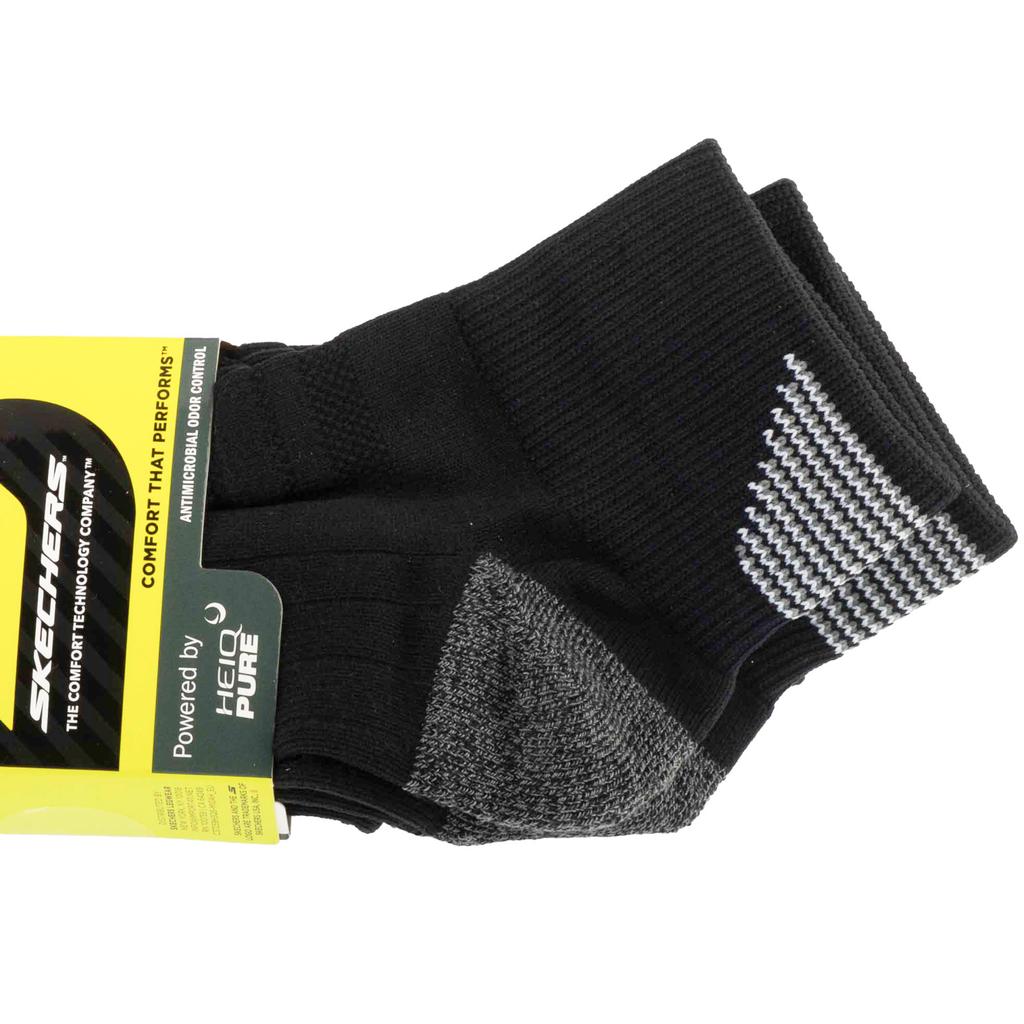 Skechers 3pk Mens 1/2 Terry Qtr Crew Socks, Mens black Socks