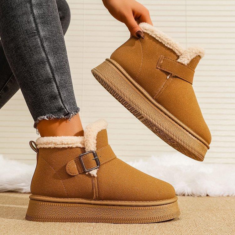 Large Size Platform Snow Boots for Women, 2025 Autumn/winter New Fleece, Thickened and Warm Birkenstock Sleeve Cotton Boots for Women