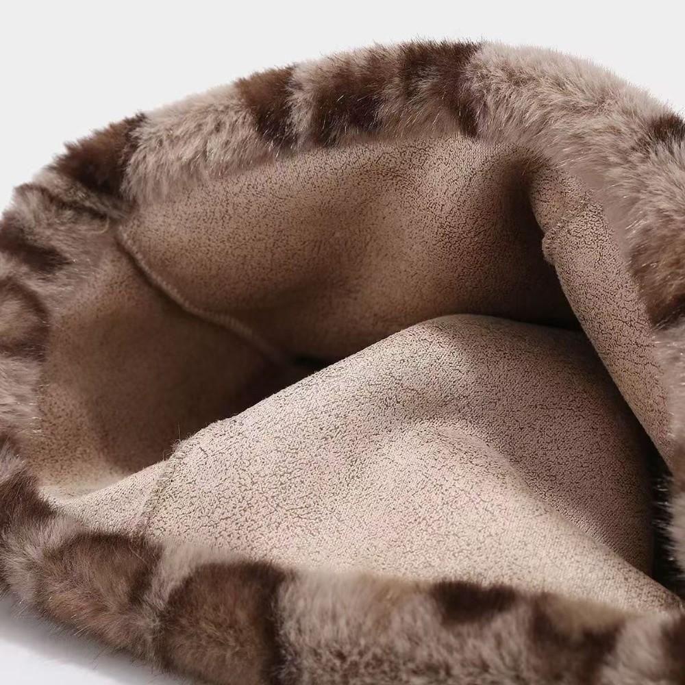 Soft Leopard Ear Beanie Korean Style Brimless Beanie Cap Fashion Plush Bear Hat  Outdoor