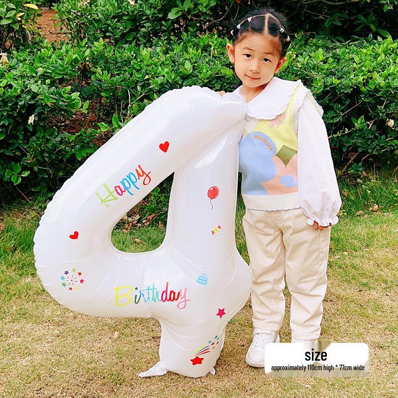 White Number Balloons for Kids' First Birthday Party Decorations