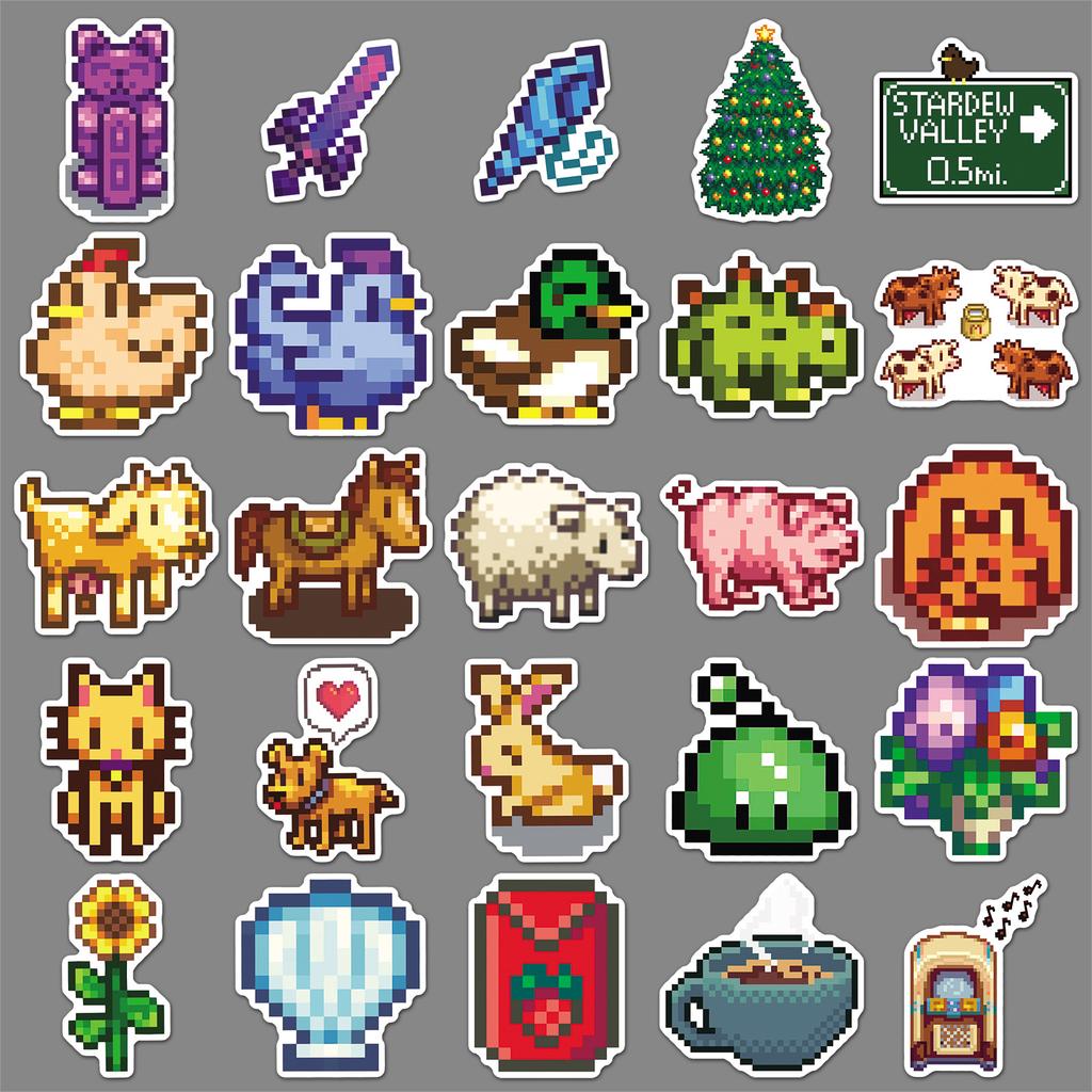 50 Star Dew Valley Story Graffiti Stickers Cartoon Pixel Game Decoration Computer Mobile Stickers