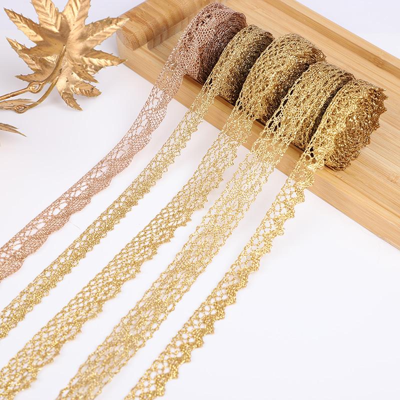 5/10Yard Gold Silver Lace Net Trim Ribbon Curve Lace Fabric Sewing Centipede Braided Lace Wedding DIY Clothes Craft Accessories