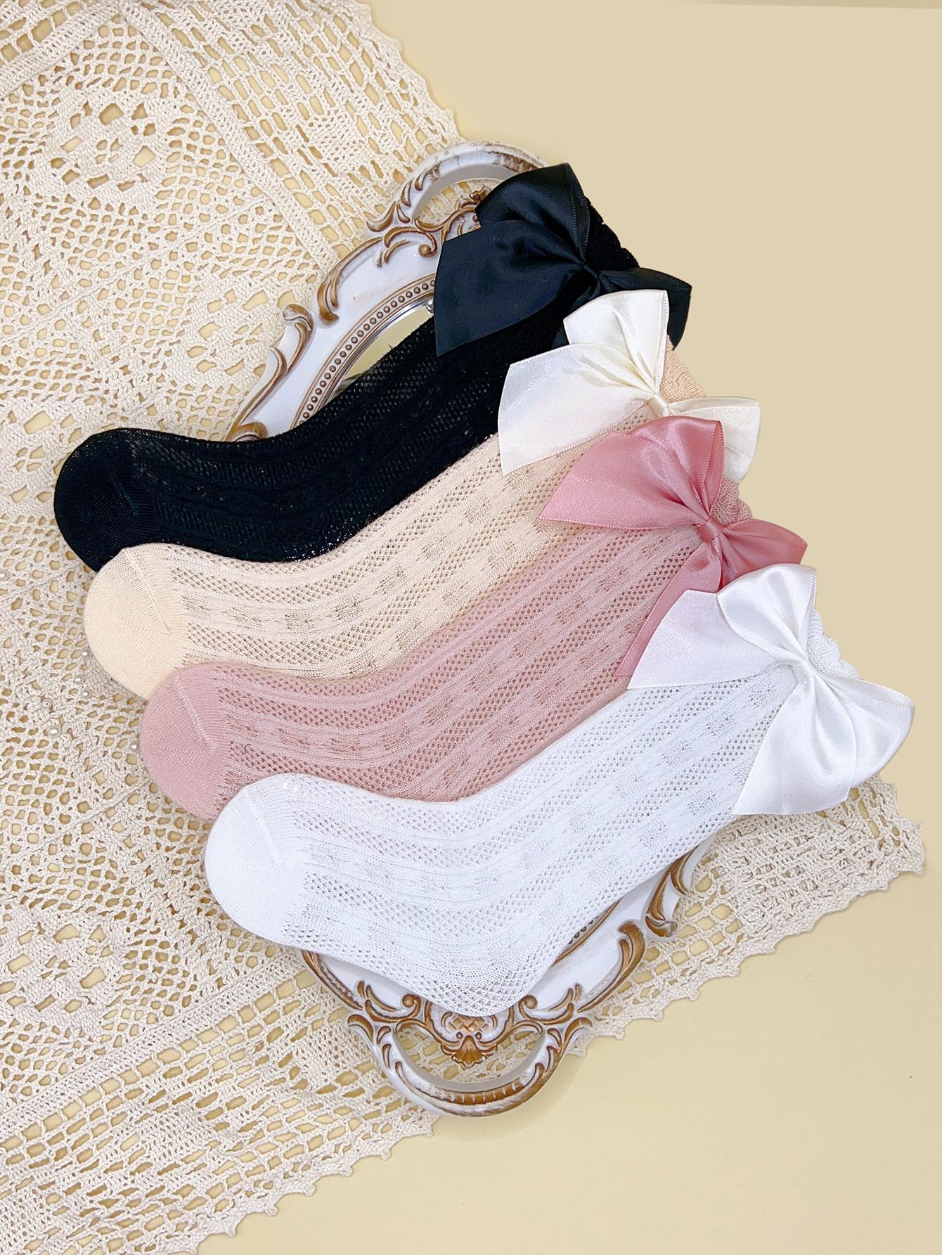 

4pairs Baby Girl Bow Decor Anti-Mosquio Socks One Size