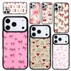 Capa Hülle für iPhone 17 Air 16 Pro Max 15 Plus 11 13 Mini 14 12 Rückseite Handyhülle Ästhetisch Rosa Bänder Fliege