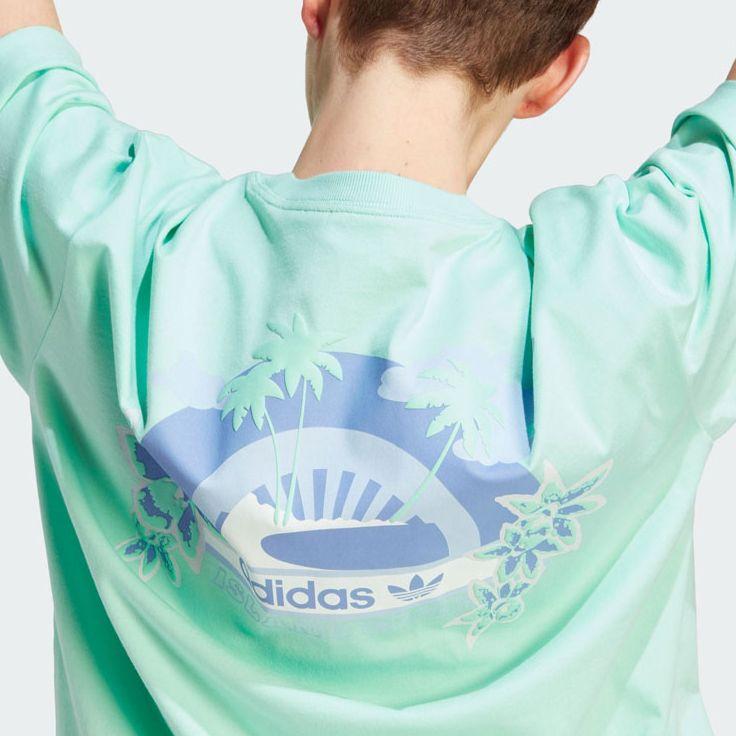 Adidas Originals Trefoil Graphic Tee With Logo Print Short Sleeve Loose T-Shirt Women Tops Green IT8156