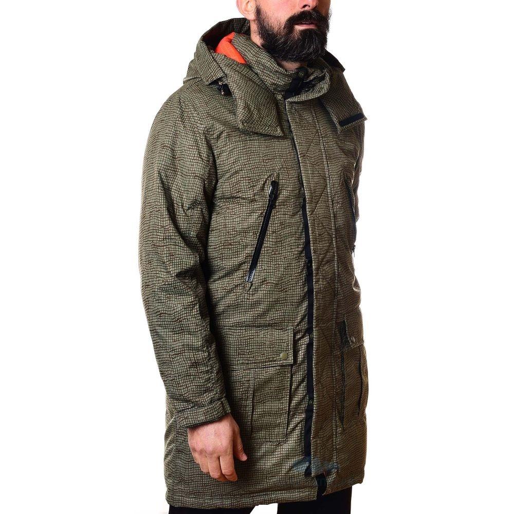 Converse Mid-length Printed Sideline Down Jacket Asia Sizing 'Olive Green' Men's 10007260-A01