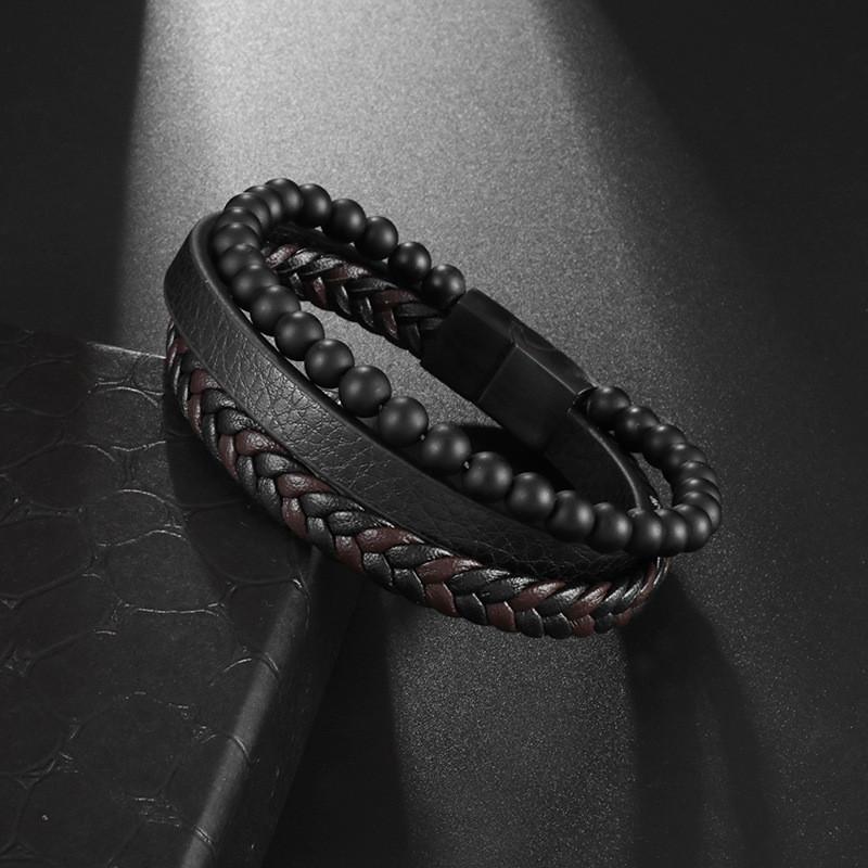 Dragon And Best-selling Natural Stone Grinding Stone Leather Bracelet Factory Direct Sales