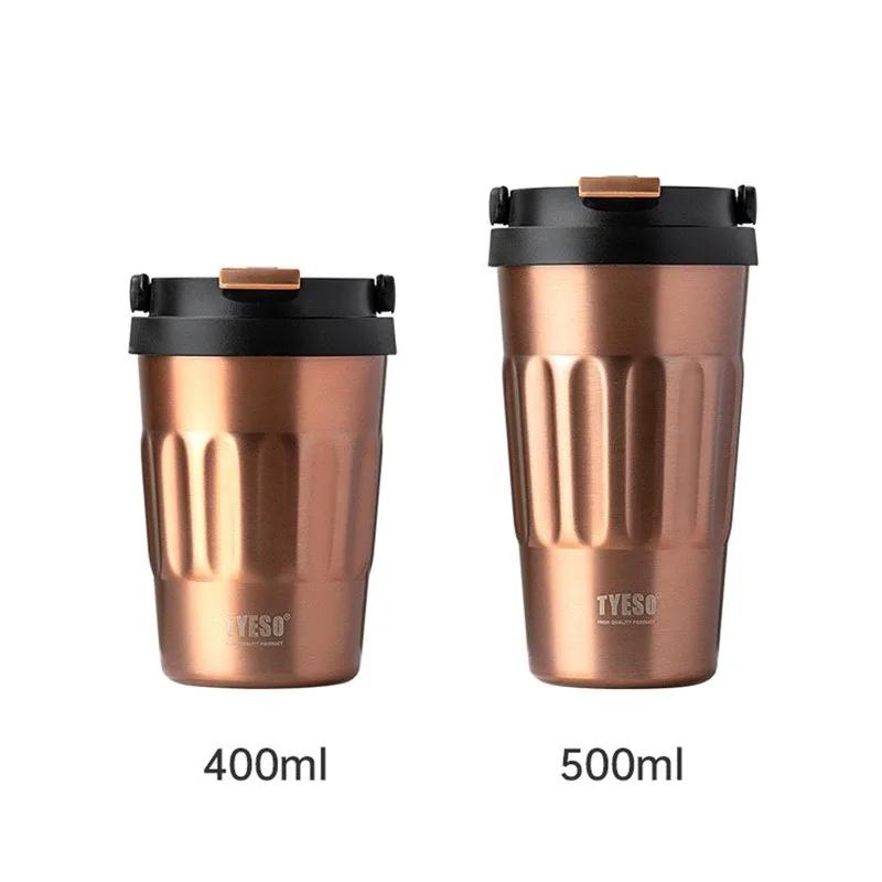 TYESO Coffee Mugs 400ml/500ml Insulated Cup Stainless Steel Thermos Water Bottles Portable Travel Car Tumbler Cold and Hot Mug