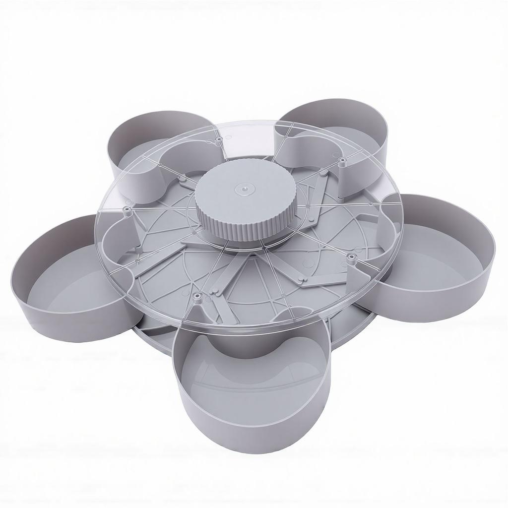 Divided Spin and Snack Serving Tray Rotating 5 Compartment Snack Tray with Lid Non Slip for Party Picnic Movie Night