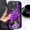 Purple Rose Black Staircase Phone Case for iPhone 15/16/17 Pro Max - Protective and Stylish