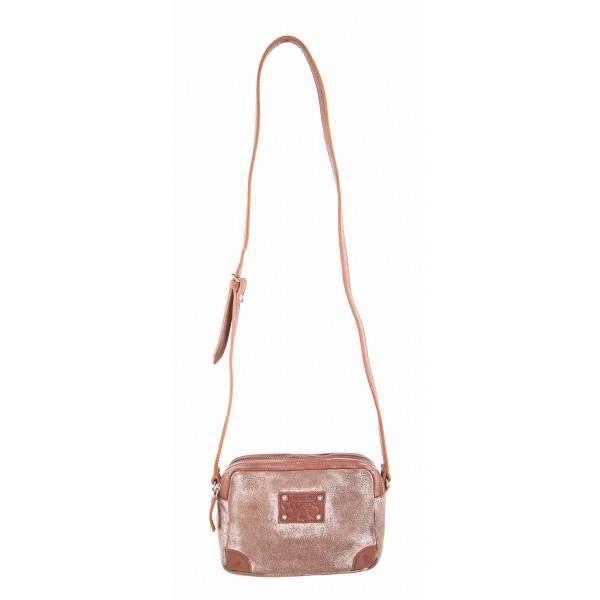 Sac porté travers - Le Temps des Cerises - Sana 3 - Cuir - Bandoulière réglable - Couleur Gun