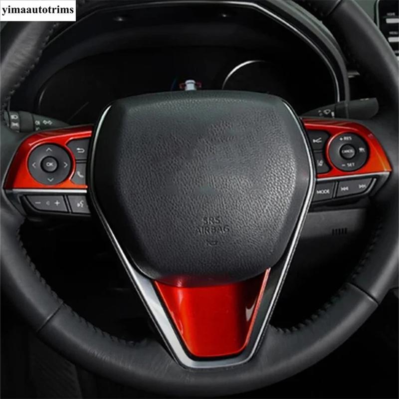 Steering Wheel Button Frame Decoration Cover Trim For Toyota Venza / Harrier - 2024 Red / Carbon Fiber Accessories Interior