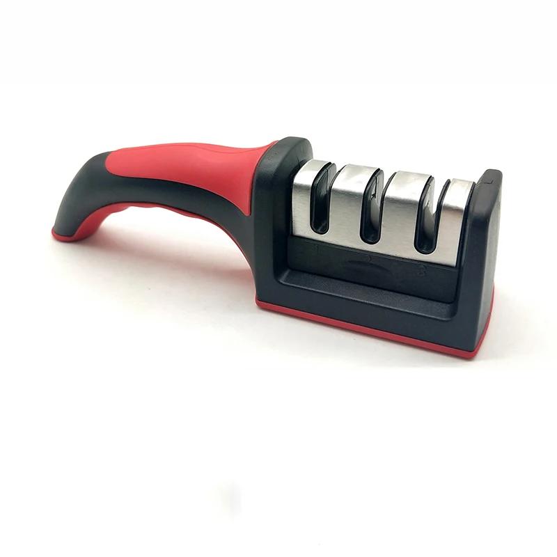 Knife Sharpener Handheld Multi-function 3 Stages Type Quick Sharpening Tool With Non-slip Base Kitchen Gadget Knives Accessories