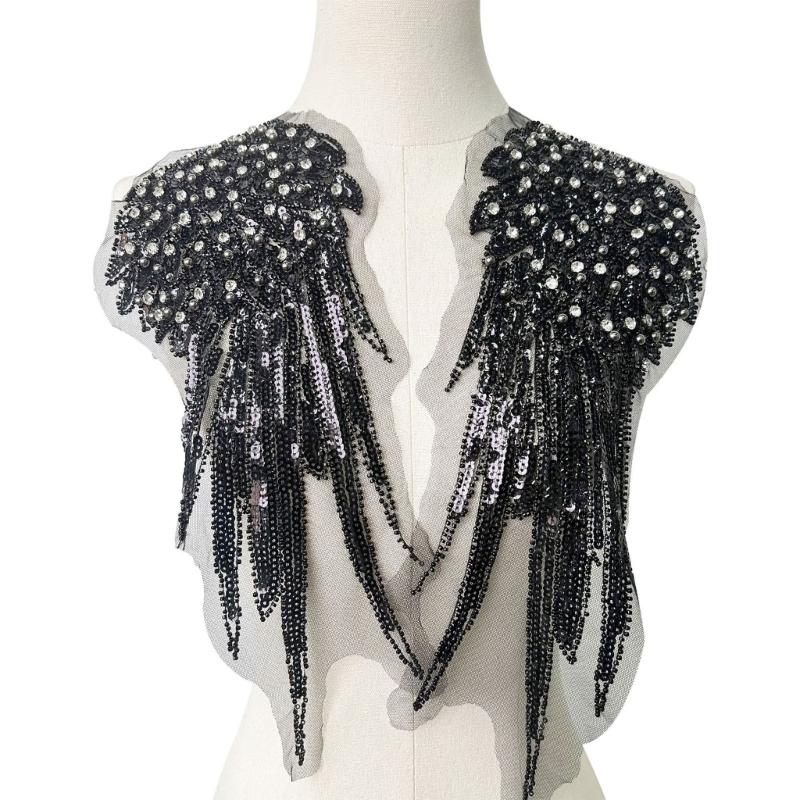 1pair Stylish Embroidered Angel Wing Patches Fashion Women Shoulder Decorations for Casual Wear and Event Dressing