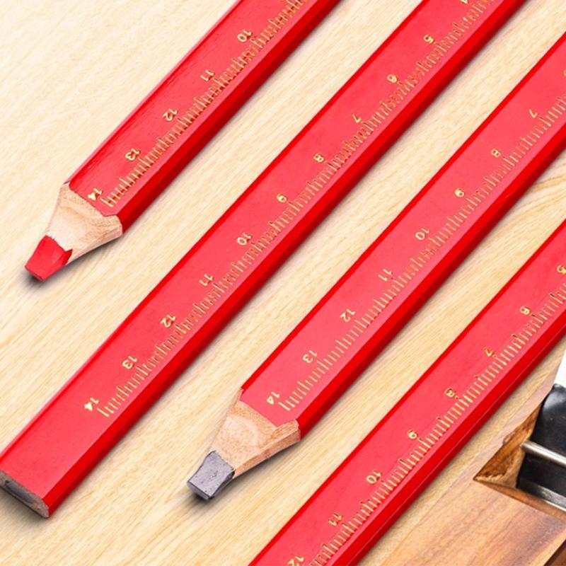 12 Pcs Carpenter Pencils Construction Pencils Black/Red Carpenter Pencils for Woodworking Marking