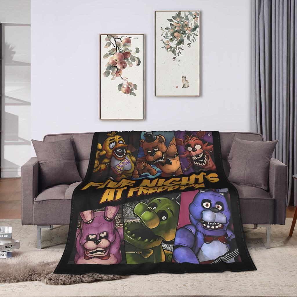 FNAF At Freddys Blankets Velvet Winter Portable Lightweight Thin Throw Blankets for Sofa Office Bedspreads