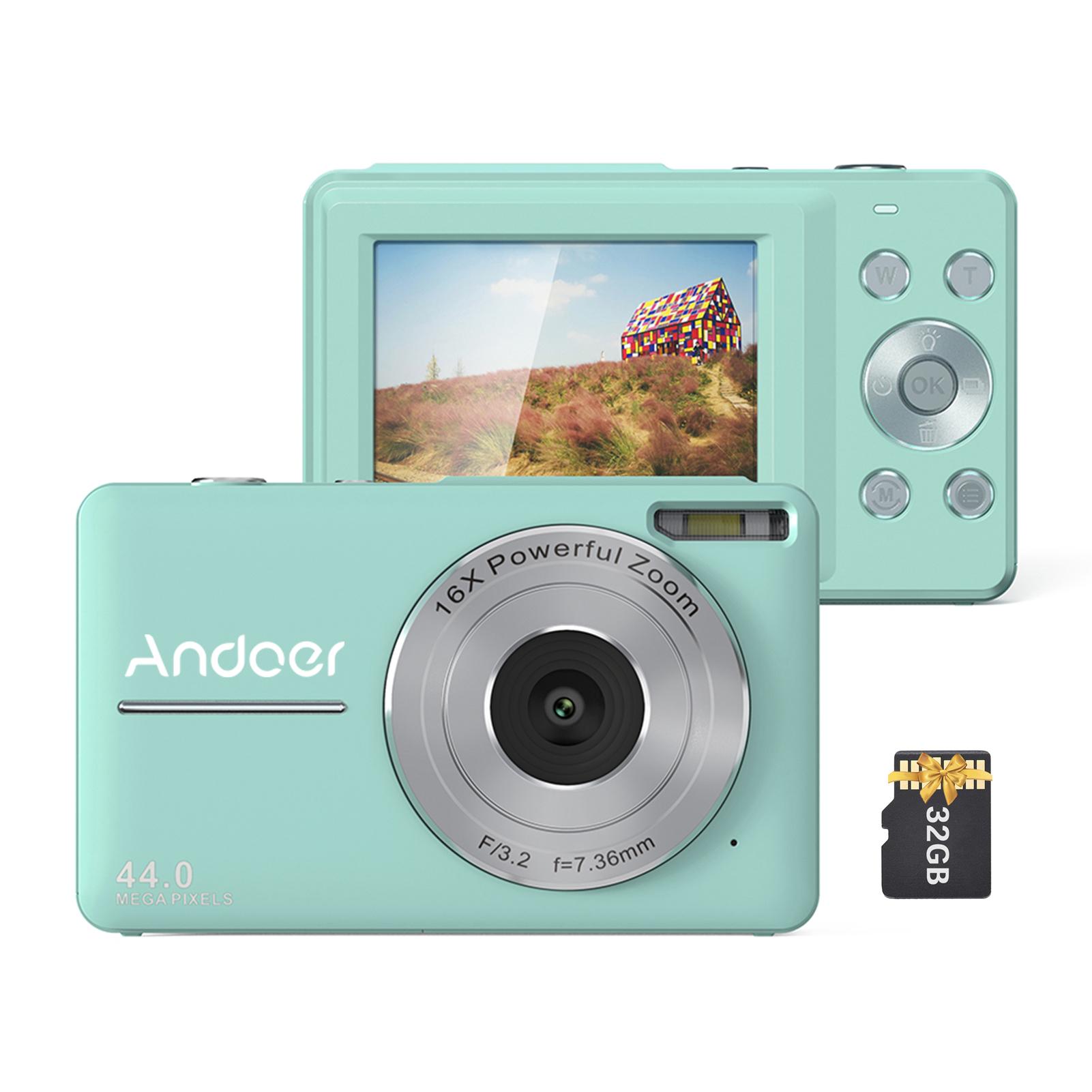 Andoer Draagbare 1080P Digitale Camera Video Camcorder 44MP Autofocus 2.5 IPS Scherm 16X Digitaal groen