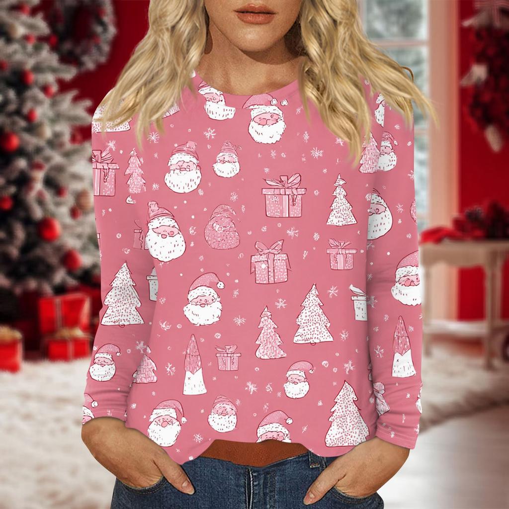 Women's Daily Casual Long-sleeved Printed O-neck Top