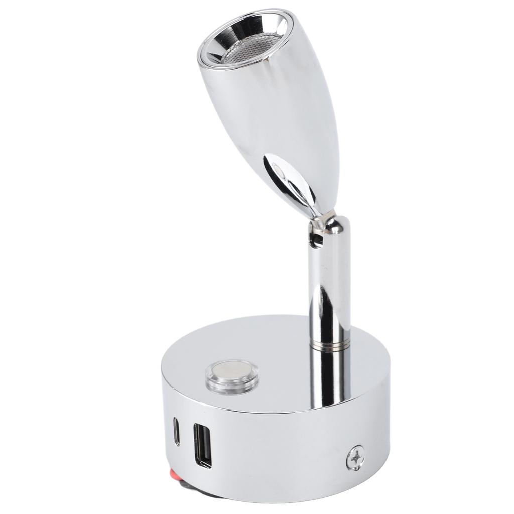 RV Reading Lamp USB Port Matte 3 Color Temperature Dimmable Touch RV Reading Wall Sconce 12‑24V