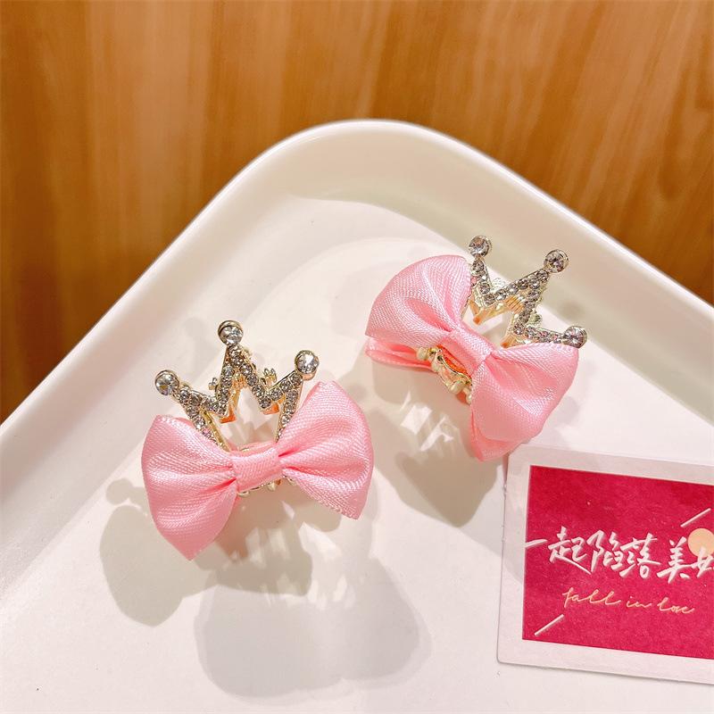 Children Hair Clips Double Sided Bow Bunny Crown Rhinestone Alloy Hairpins Princess Hair Accessories for Girls Non-Slip Grip