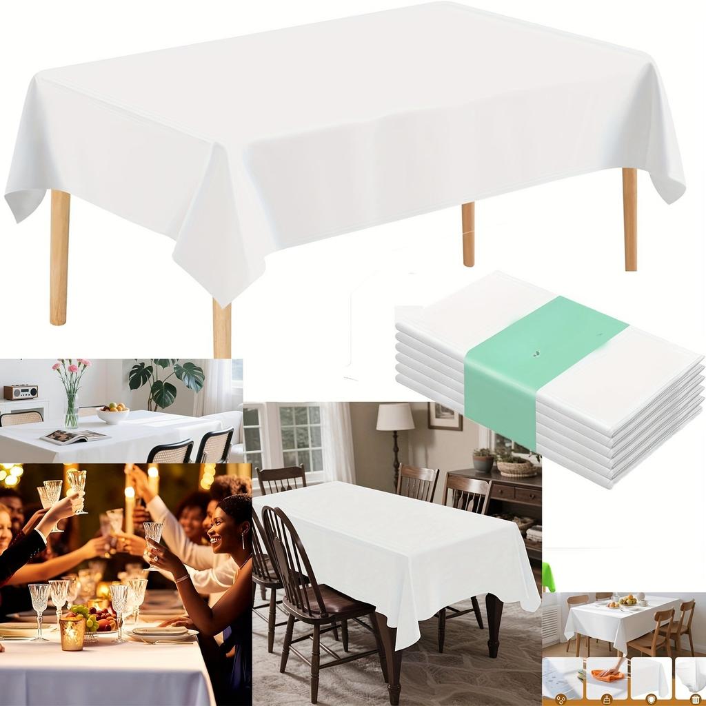 12 Colors Available Solid PEVA Anti-Wrinkle Disposable Rectangular Tablecloth, Suitable for Indoor And Outdoor Parties, Picnics, Birthdays, Weddings