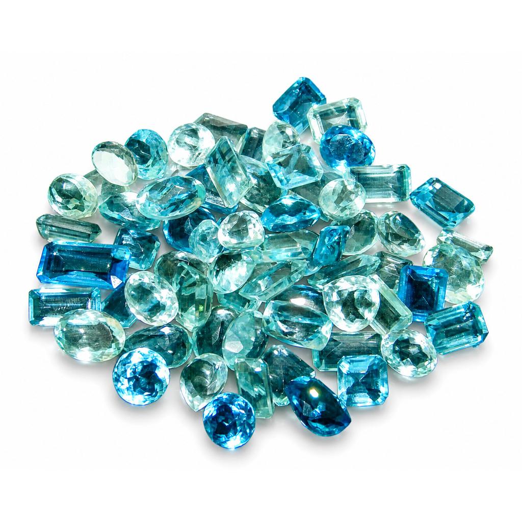 CERTIFIED 100 Ct Natural Blue Aquamarine Mix Shape Rare Mix Lot Loose Gemstone