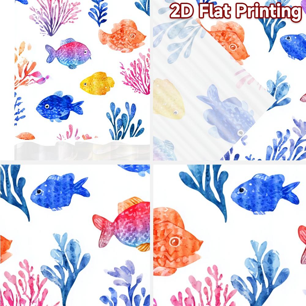 2pcs, 2D FLAT PRINTING Curtains (Without Rod) Ocean Fauna Christmas Festival Chic Print Curtains Yarn Curtains Room Decor