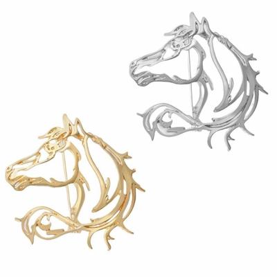 Unisex Hollow Out Horse Brooches Simple Design Classic Style Animal Pins Metal Brooch Pins New Year Gift