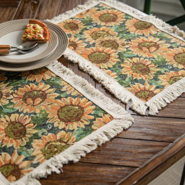 Table Flag Jacquard Sunflower American Tassel Party Decoration American Decoration Porch Cover 9 Styles