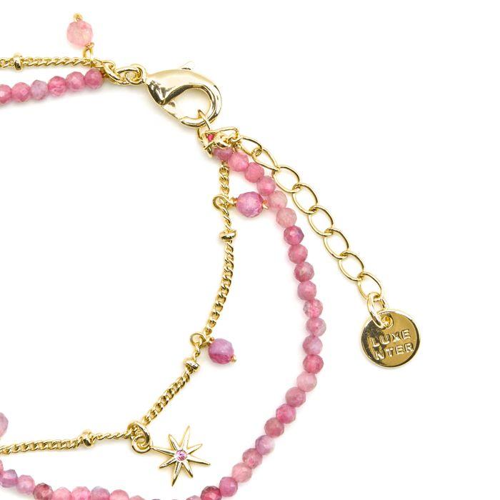 Bracelet - Luxenter - Ethal - Cristal rose - finition or 18k - Longueur 16 cm + 3 cm
