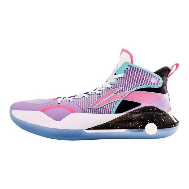 Li-Ning Yushuai 15 men s mid-top basketball shoes light purple spliced anti-slip durable ABAR043-13 43