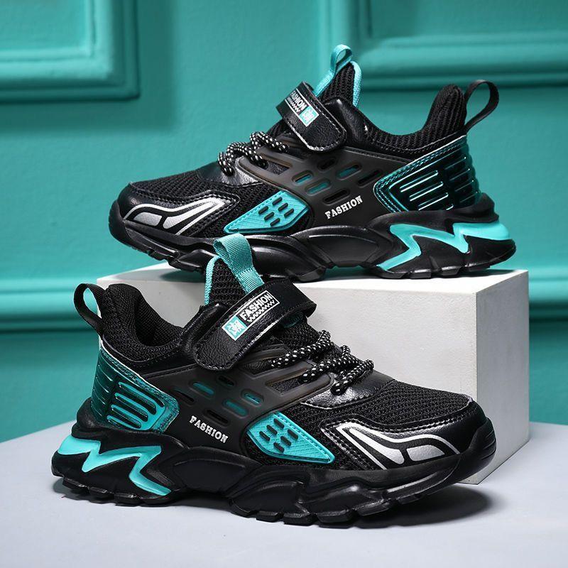 2025 boys shoes children's sports shoes mesh breathable spring and autumn leather new students middle and older children