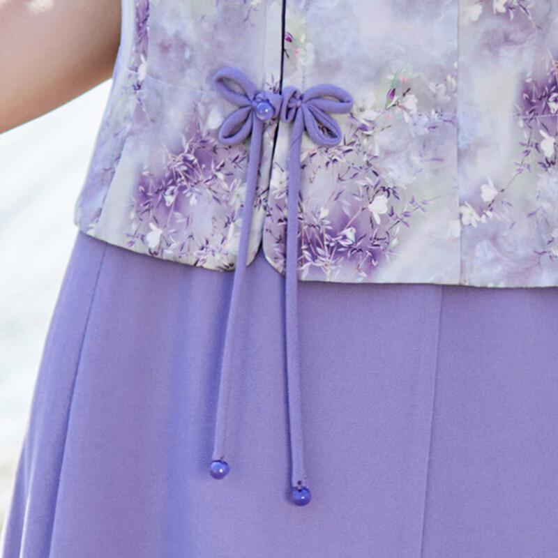 New Chinese Style Faux Two-Piece Chiffon Dress