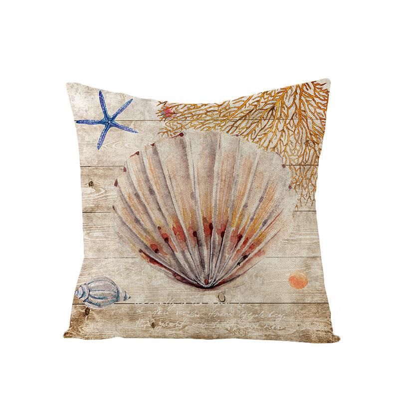New Retro Style Polyester Pillow Cover Conch Shell Printed Cushion Pillow Cover Home Furnishings