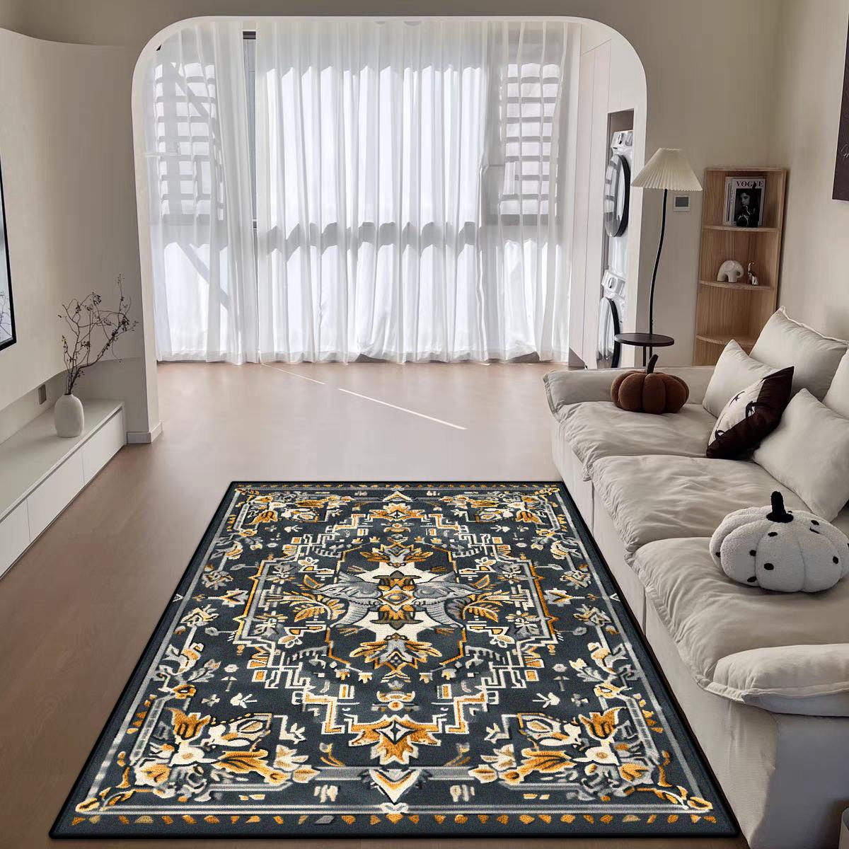 

Bohemian Style Decorative Rug for Living Room Big Size Antiskid Room Decor Carpet Soft Easy Cleaning Bedroom Bedside Mat Flannel 60x90cm