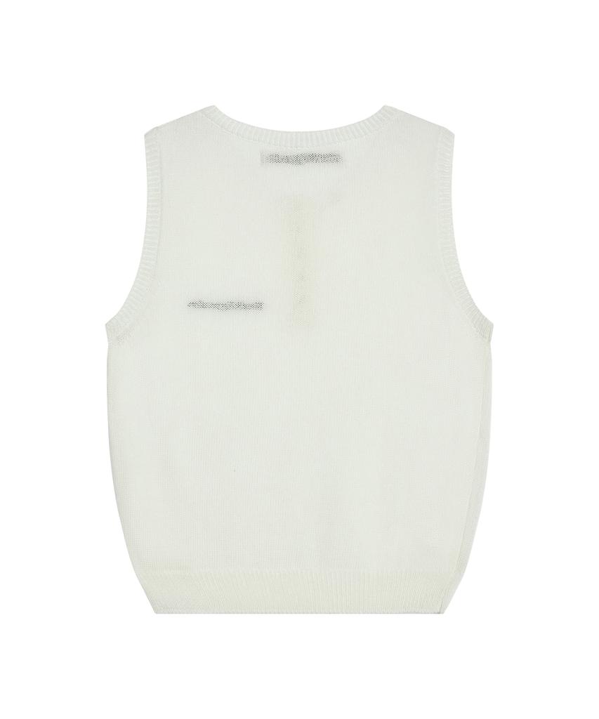 REST&RECREATION Half Button-Up Knit Vest - Ivory